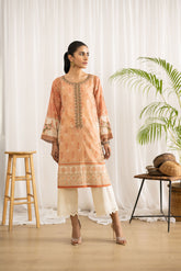 DC-0421 L-PEACH EMBROIDERED KURTA